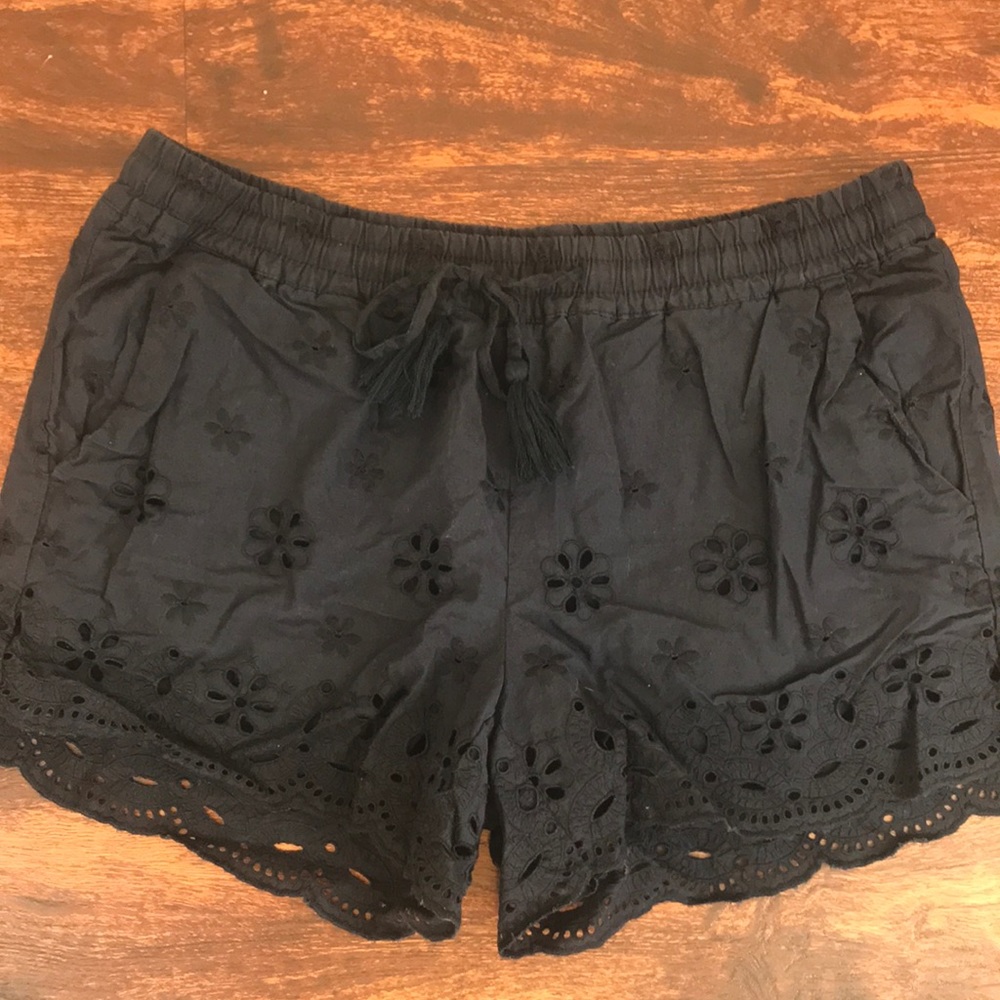 Cotton shorts with eyelet design detail, lined